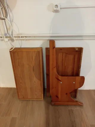 Conjunto mesa y rinconera rústico.Madera maciza pi