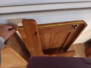 Conjunto mesa y rinconera rústico.Madera maciza pi