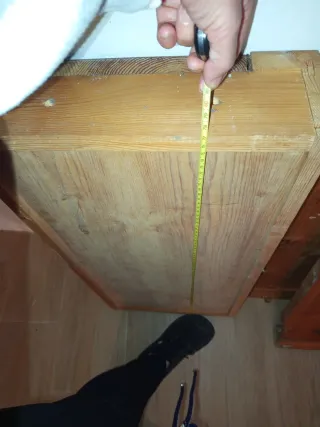 Conjunto mesa y rinconera rústico.Madera maciza pi