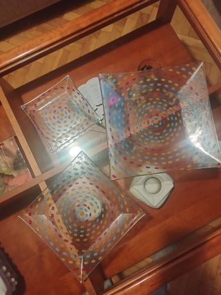 Centro de mesa cristal tres piezas