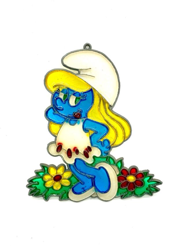 Targhe Placche Vintage In Vetro Puffi