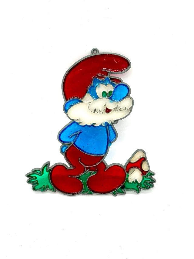 Targhe Placche Vintage In Vetro Puffi