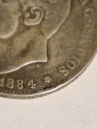 2 pesetas Alfonso XII 1884 *84 Madrid MS-M