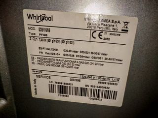 Placa 4 fuegos cristal gas Whirlpool