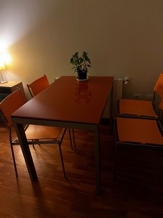 Mesa de comedor extensible, mesa centro y 4 sillas