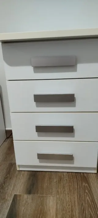 Cama nido con dos colchones y escritorio cajonera.