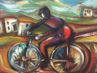 Olio su cartone stile espressionista di metà 900