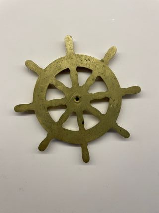 Ruota timone in ottone, diametro 14 cm
