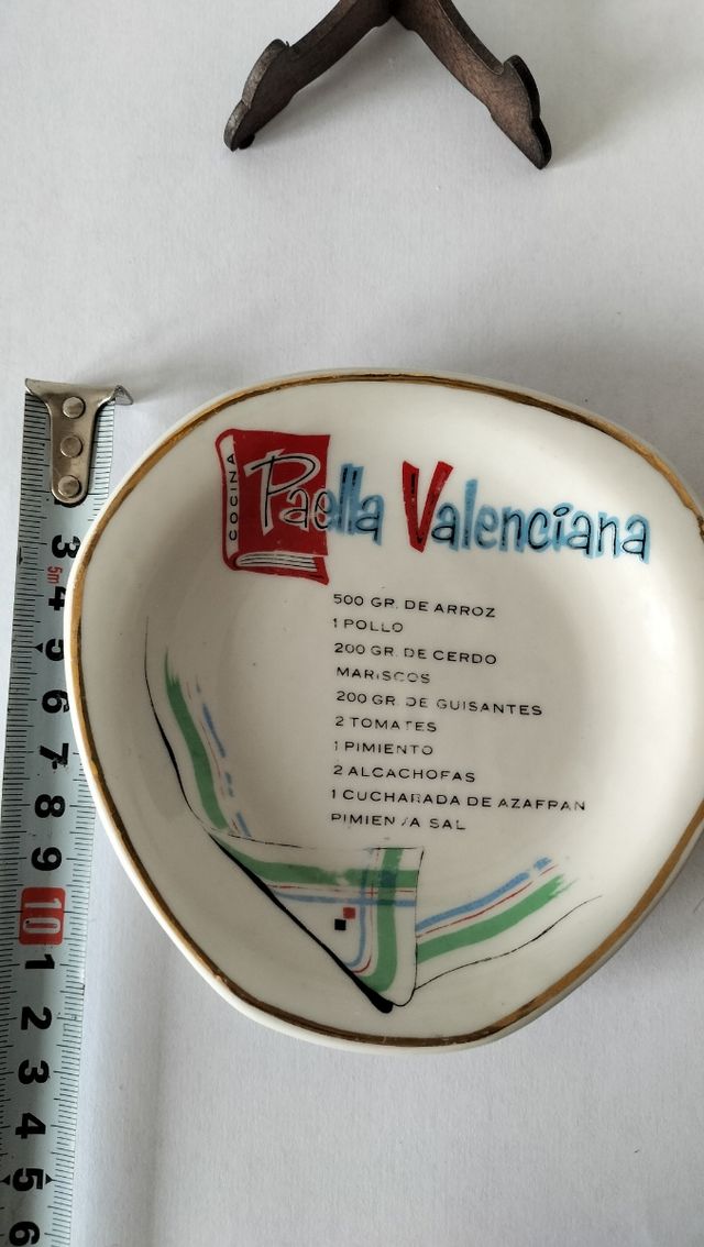 Plato cerámica con receta paella 🥘