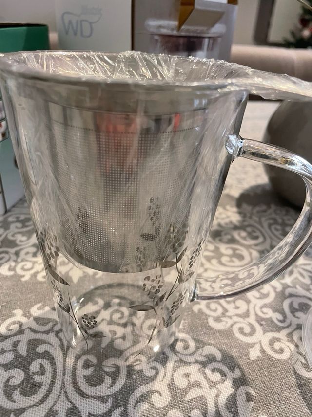 Tisaniera WD vetro coperchio e filtro con manico