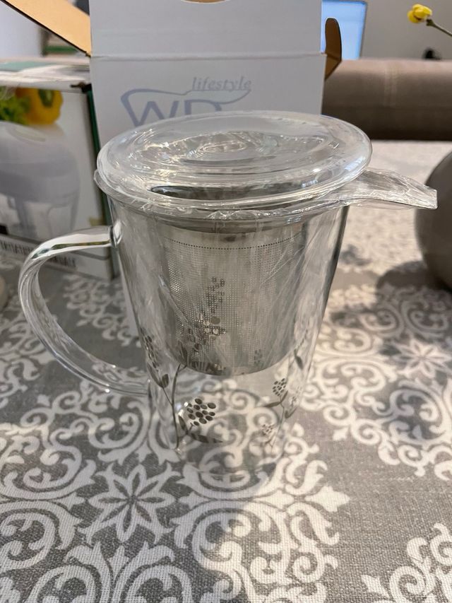 Tisaniera WD vetro coperchio e filtro con manico