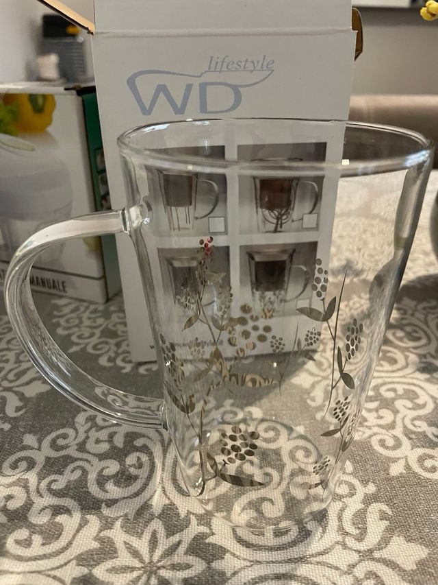 Tisaniera WD vetro coperchio e filtro con manico