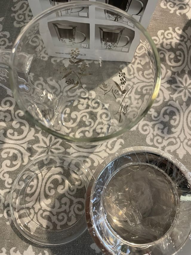 Tisaniera WD vetro coperchio e filtro con manico