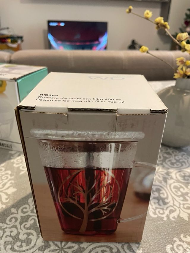 Tisaniera WD vetro coperchio e filtro con manico