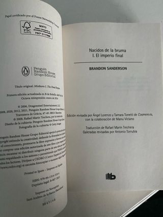 Libro El Imperio Final / Brandon Sanderson