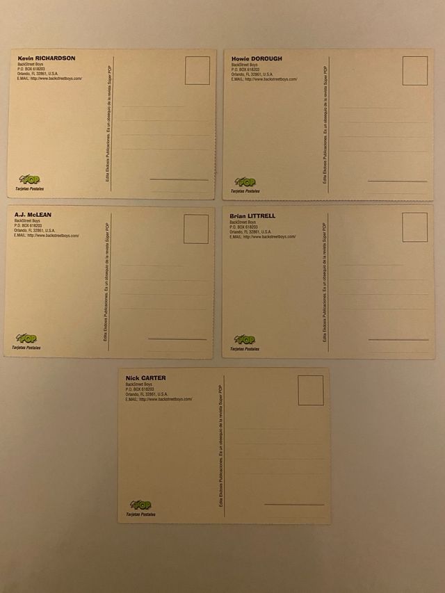 Postales coleccionista Back Street Boys revi