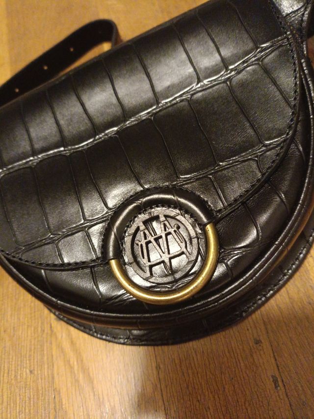 Riñonera negra piel Massimo Dutti