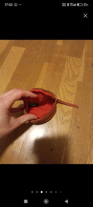 Pack 2 monederos/muñequera piel teja o beige