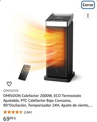 Calefactor 2000W, ECO, bajo consumo