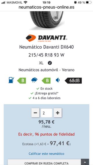 215/45 R18 93w rueda