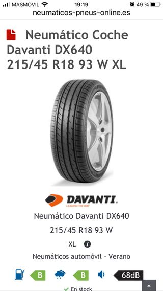215/45 R18 93w rueda