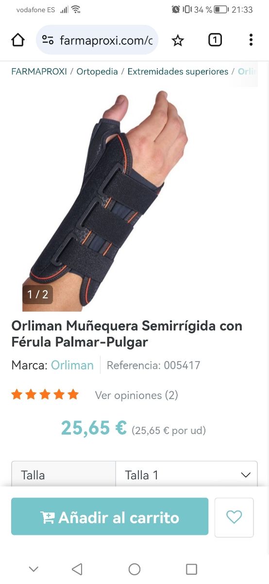 Muñequera mano izquierda