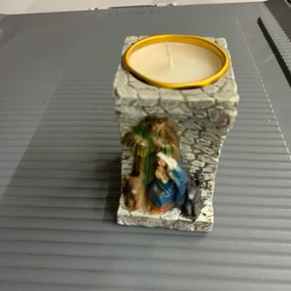 PORTACANDELE CON PRESEPE NATALIZIO