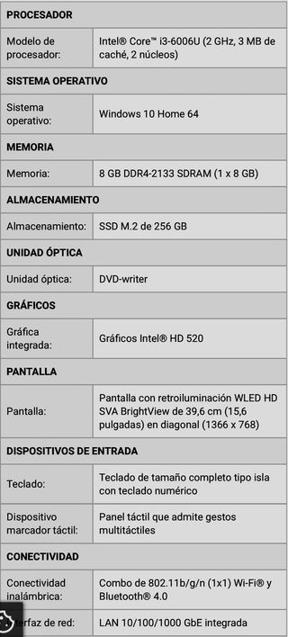 PORTATIL HP NOTEBOOK 15/BS519NS