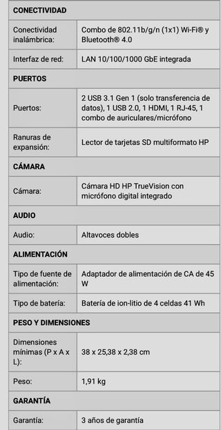 PORTATIL HP NOTEBOOK 15/BS519NS