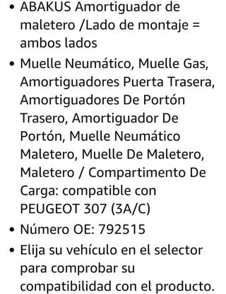 Amortiguador maletero