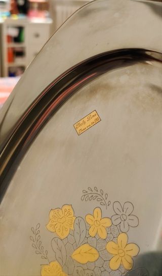 VASSOIO IN ACCIAIO INOX E ORO 24 KT