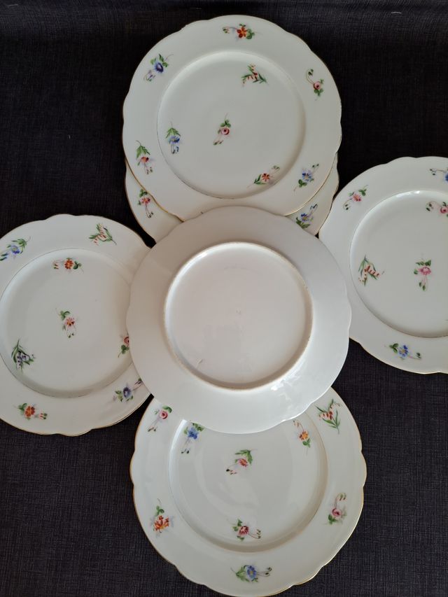 6 piatti. Francia. Dipinti a mano