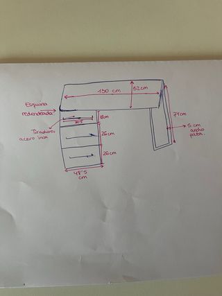 Escritorio madera con cajonera blanco