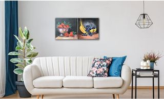 Cuadro al óleo de Bodegón Fotorealismo Plátano&Uva