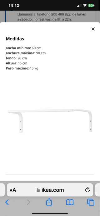 2 Barras para ropa/vestidor