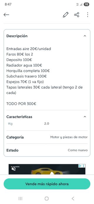 DESCRIPCIÓN Despiece COMPLETOderbi gpr 50 125 TODO