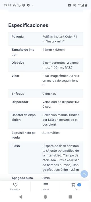 INSTAX mini 8 negro automática flash Foto Digita