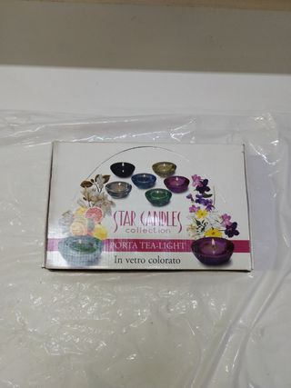 12 porta candele in vetro colorato
