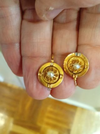 PENDIENTES ORO ANTIGUOS ISABELINOS 