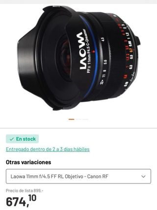 Laowa 11mm f/4.5 FF RL Objetivo  Canon RF