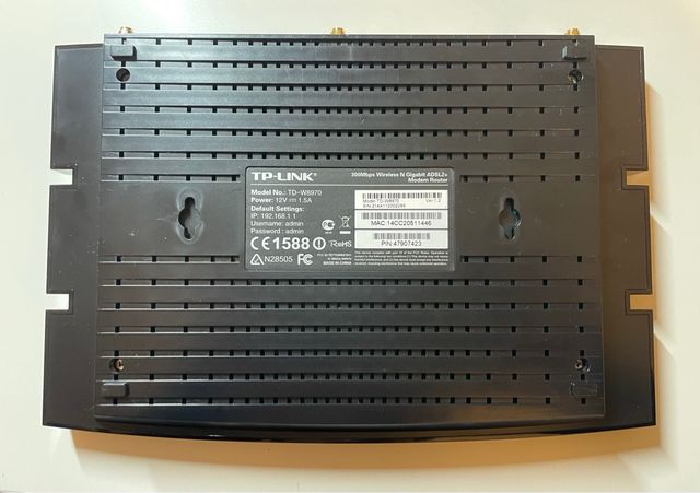 Modem Router ADSL2 Wireless model no. TDW8970
