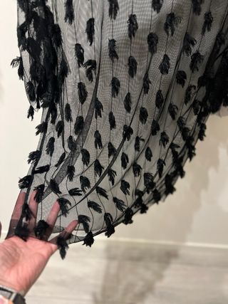 Camisa Negra Bershka de tul con borlas