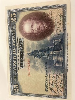 Billete de 100 pesetas del 1925 y de 25 y 50