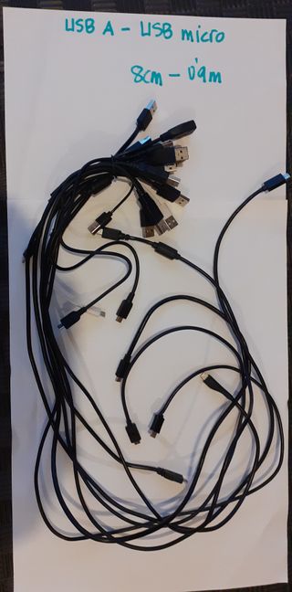 Cable USB varios tipos 2 euros c/u