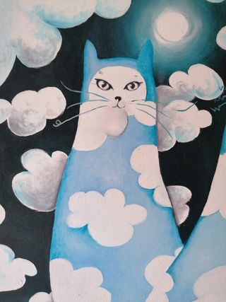 Quadro gatto nuvole