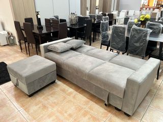 SOFÁ CAMA CON ARCON + PUFF Y COJINES ¡NUEVO!