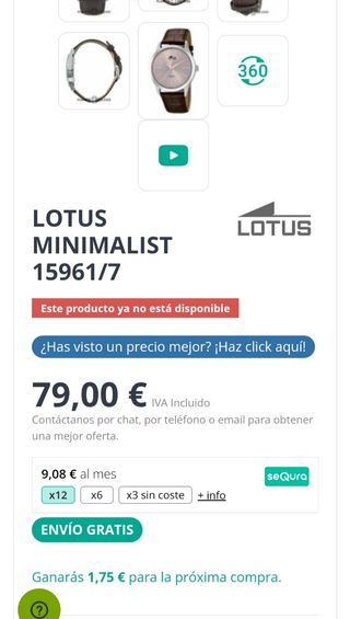 Reloj Lotus Minimalista 15961/7