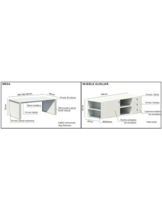 Mesa de despacho con armario y cajonero