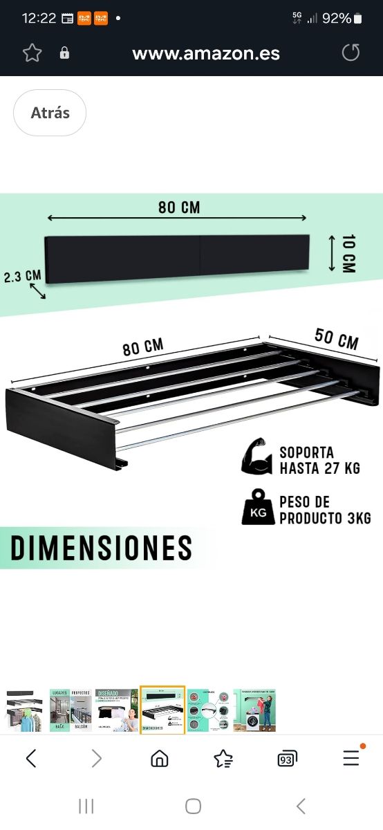 Tendedero extensible. 80cm