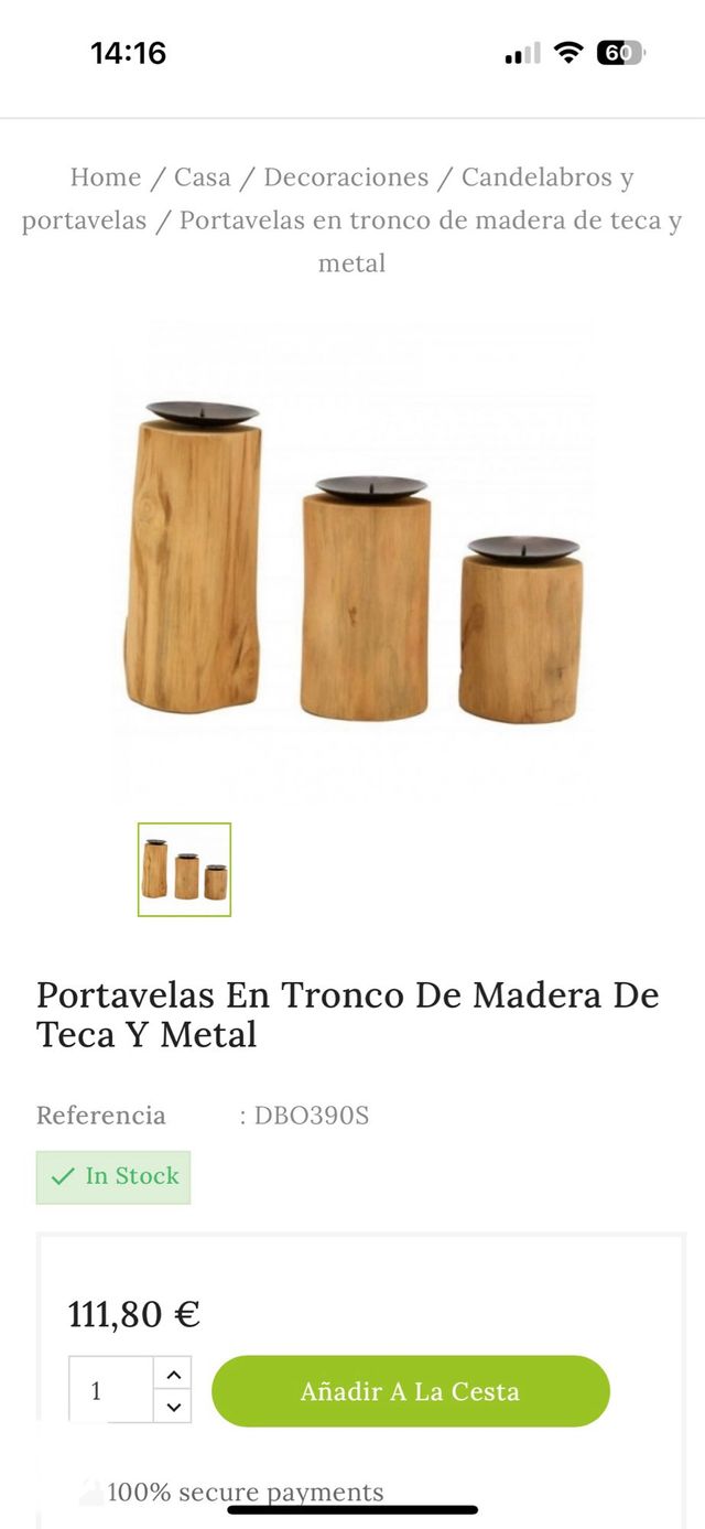Portavelas en tronco de madera